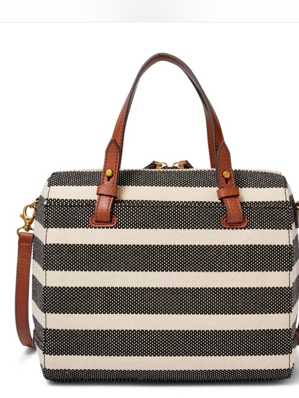 Fossil | Rachel Satchel Bag Black Stripe Tassel Bag